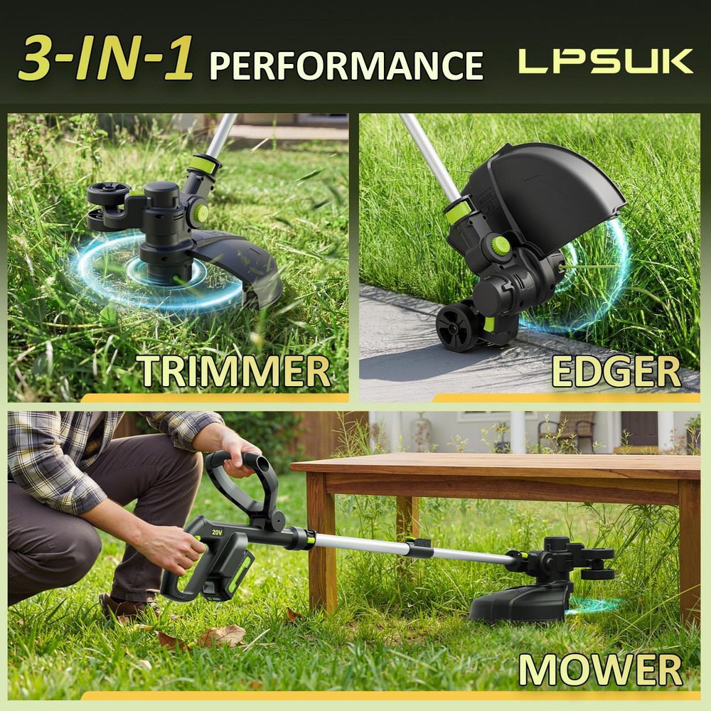 20V Cordless String Trimmer, Two 2.0Ah Battery Powered with Fast Charger, 12'...