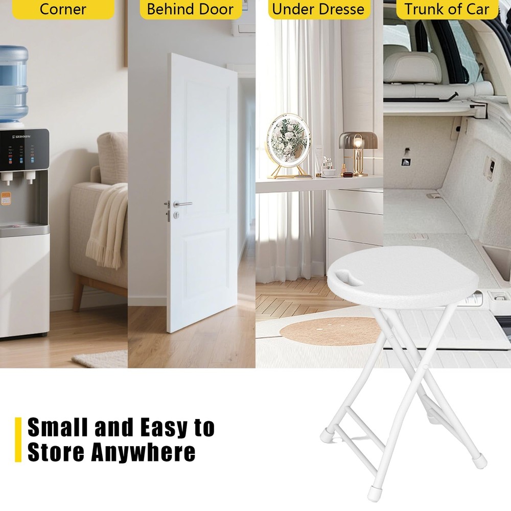 Folding Stool, 18 Inch Foldable Stool with Handle & Steel Frame, Folding Bar ...
