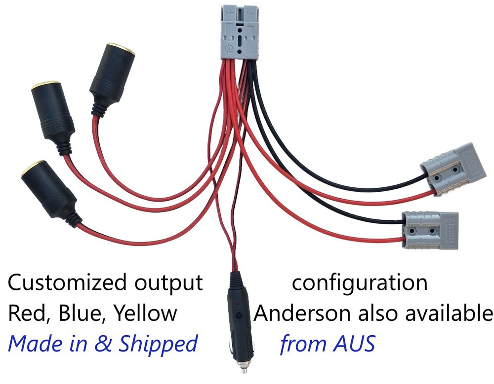Cable Anderson fit to Anderson/cigarette lighter socket/plug. Customized config.
