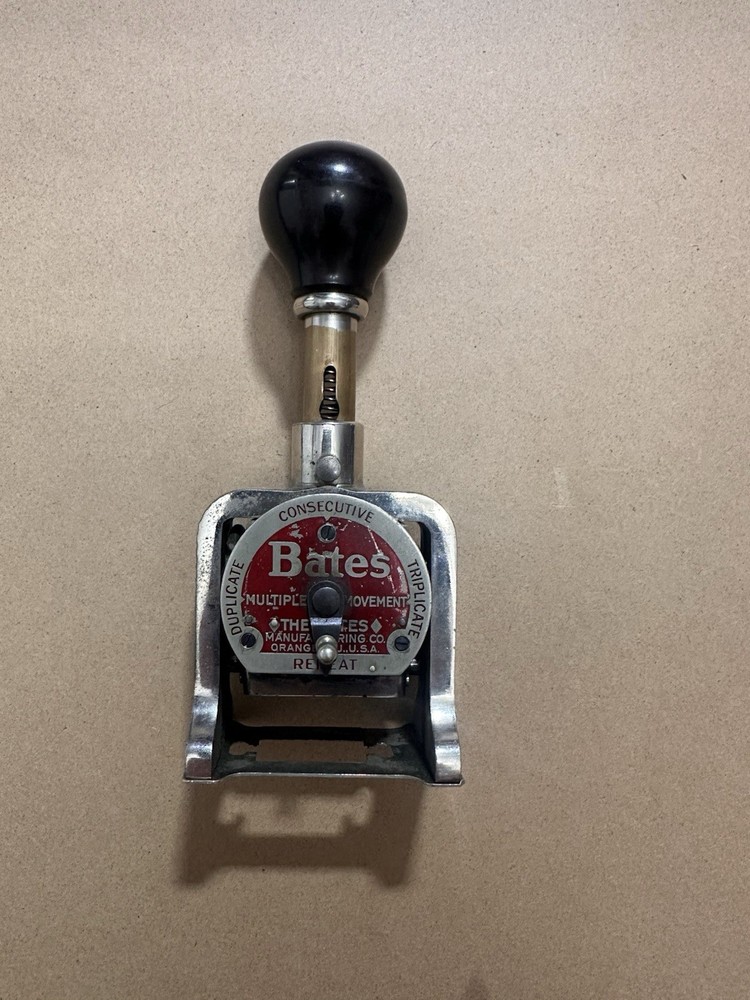 Vintage Bates Numbering Machine Multiple Movement Stamp