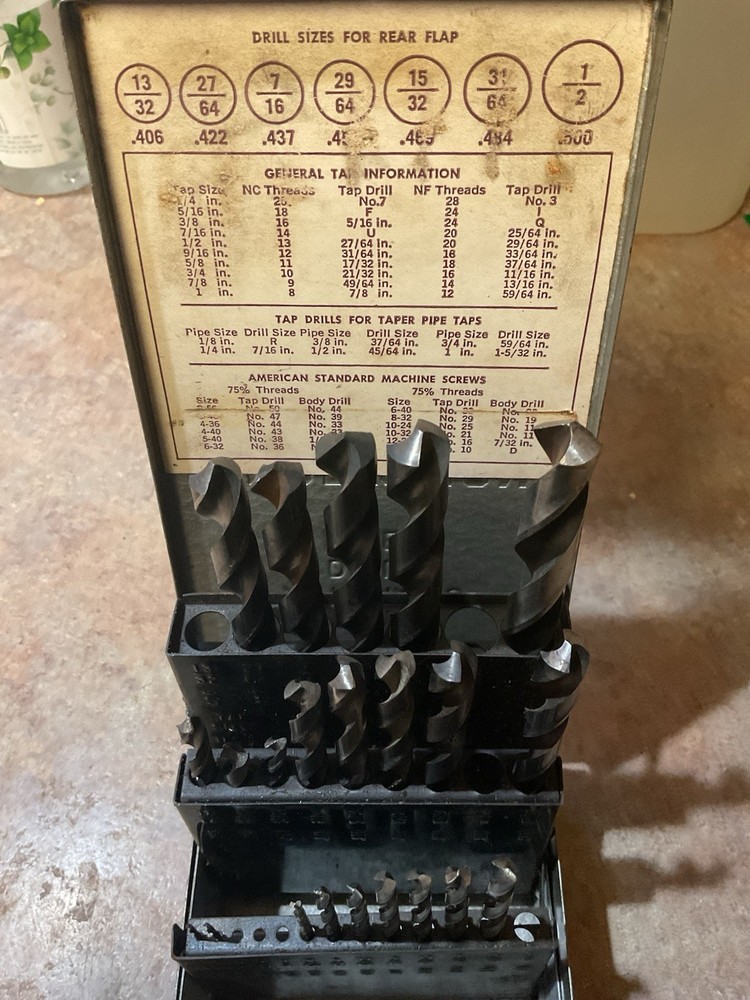 Vintage Craftsman drill bit Index metal box Used Has Some Bits