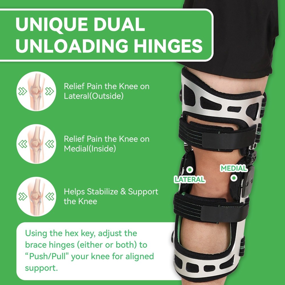  Double Upright OA Unloader Knee Brace,For Bone on Bone Arthritis Support