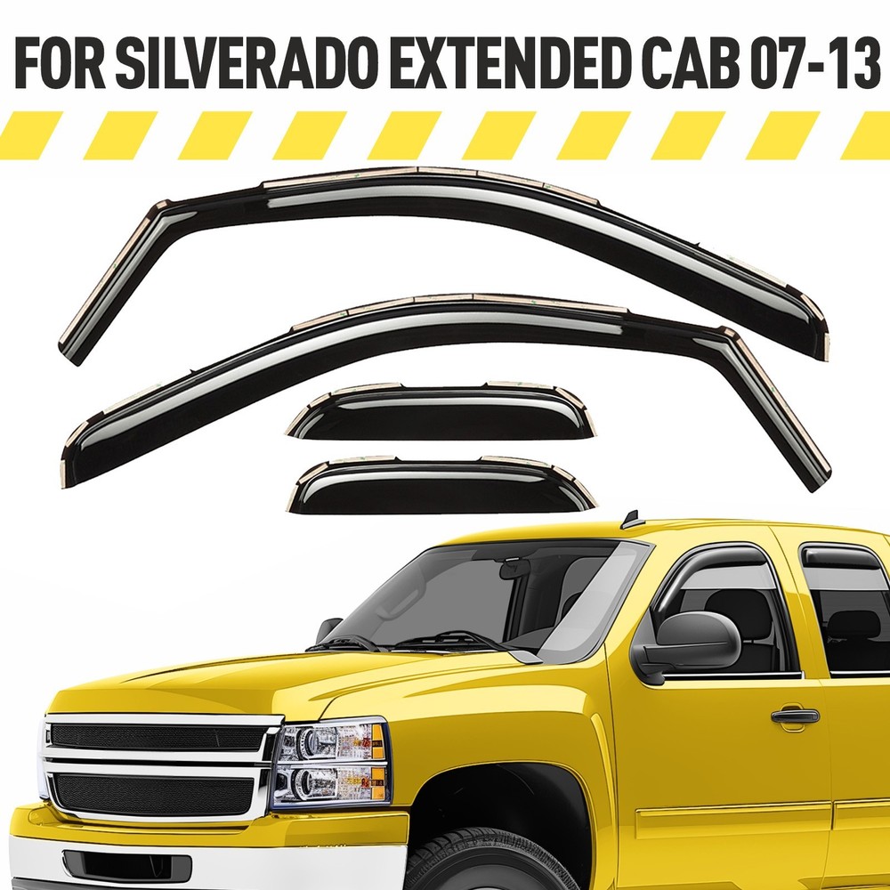 Rain Guards Vent Visors Shade for 2007-2013 Chevy Silverado Extended Cab