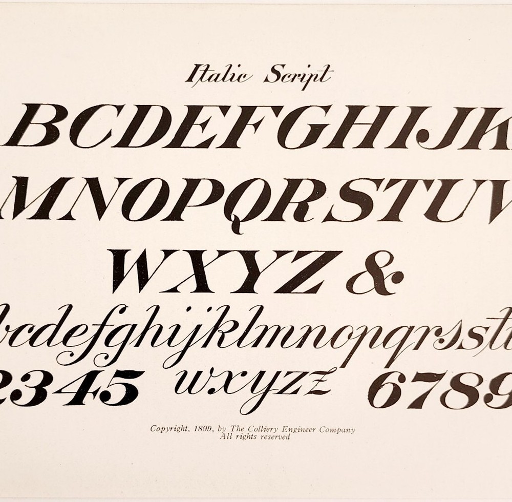 Italic Script Font Example 1899 Victorian Craft Supply Drawing Ephemera DWKK19