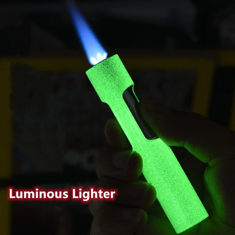 Cigarette Lighter Torch Flame Cigar Glowing Dark Jet Windproof Refillable Butane