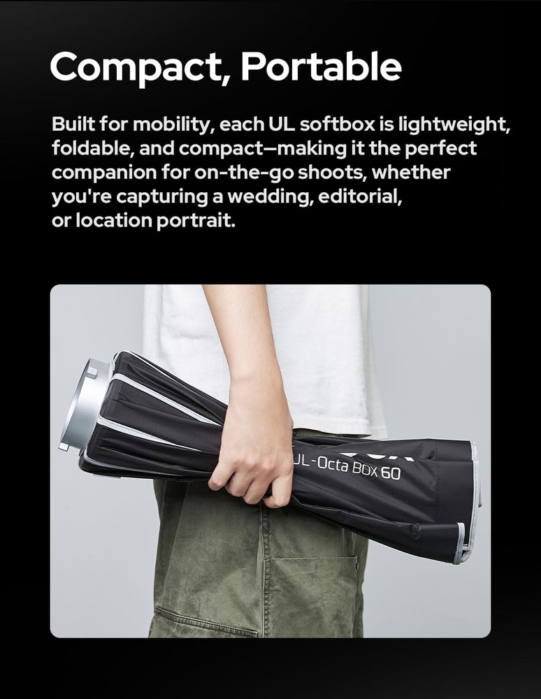 Softbox UL-Octa60 23.6"/60cm Octagonal Softbox, Quick-Release Umbrella Design...