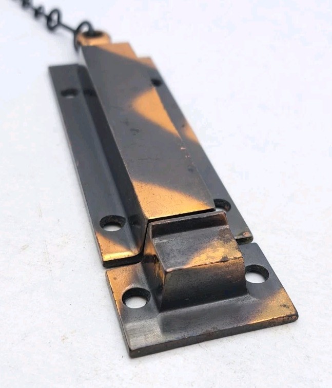 Antique Spring Loaded Slide Latch & Keeper Japanned Surface Mount Door Hardware