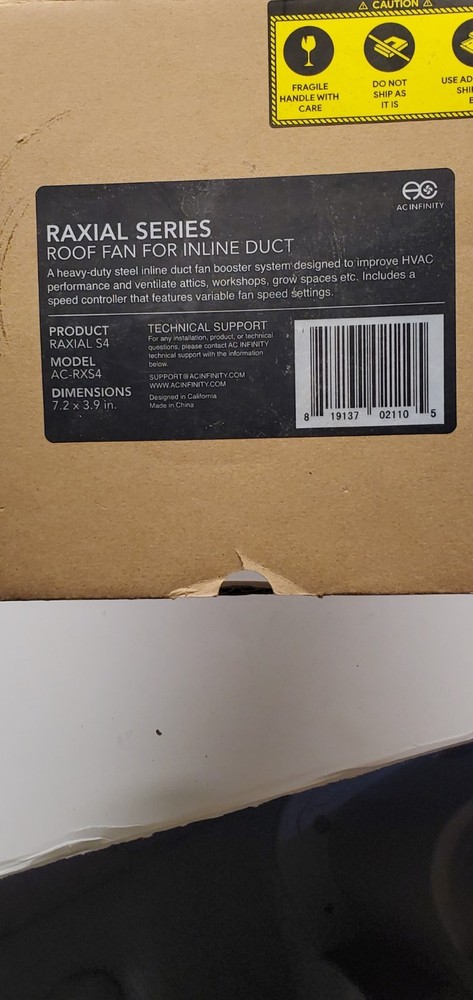 AC Infinity Controller 67 + RAXIAL S4 Inline Fan Ventilation Kit New