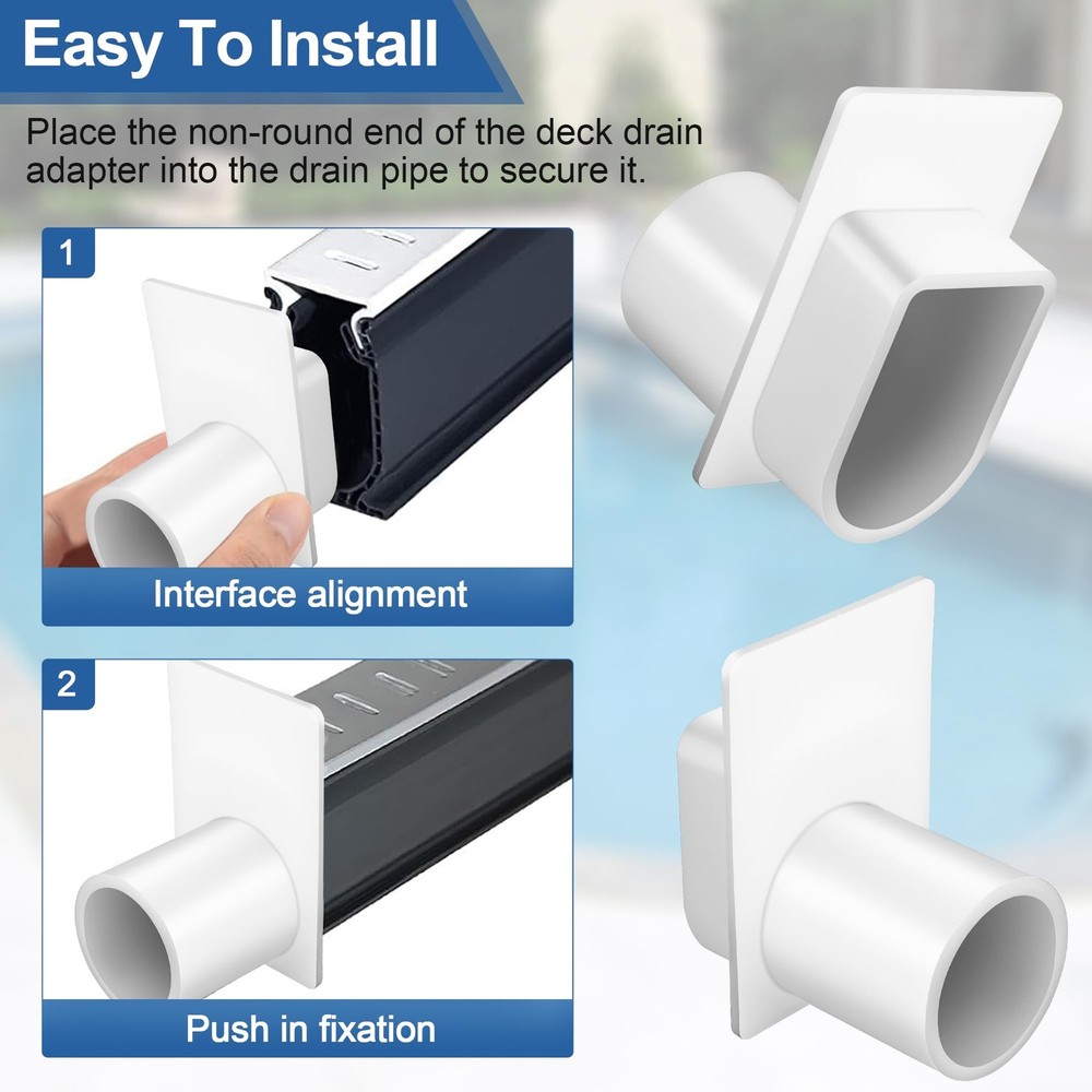 DEA Pool Deck Drain Channel Adapter for Stegmeier Frontier Deck Drain, Compat...