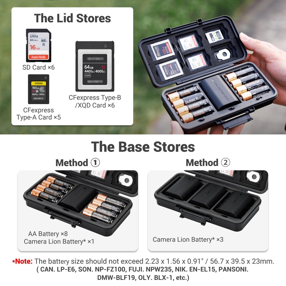 Multi-Function Camera Battery Memory Card Storage Case for 6 SD Card,6 CFexpr...