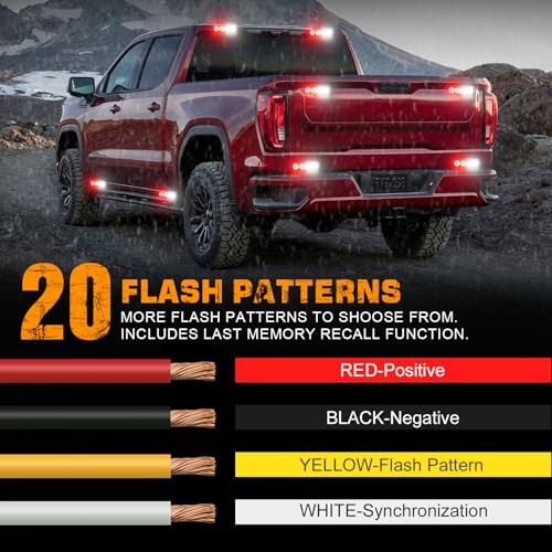 8PCS Sync Grill Emergency Lights 32 LED Red White Firefighter Lights Red/White