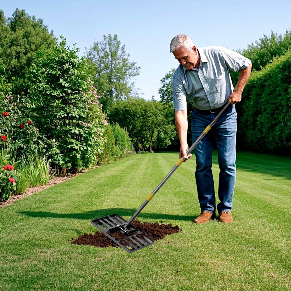 Lawn Leveling Rake, 72 Inch Adjustable Long Handle Leveling Rake, Black Heavy...