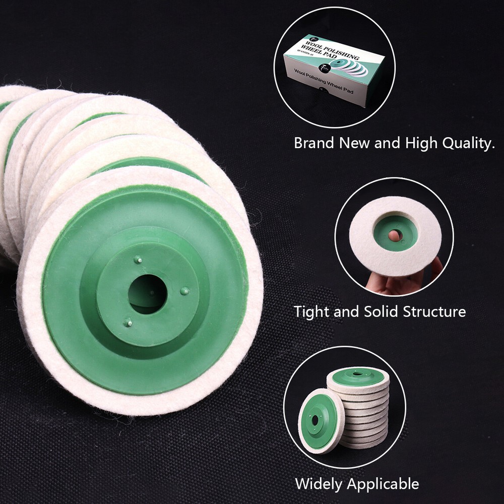 US 10PCS 4" 100mm M16 Soft Wool Buffer Pad Grinder Polishing Buffing Wheel