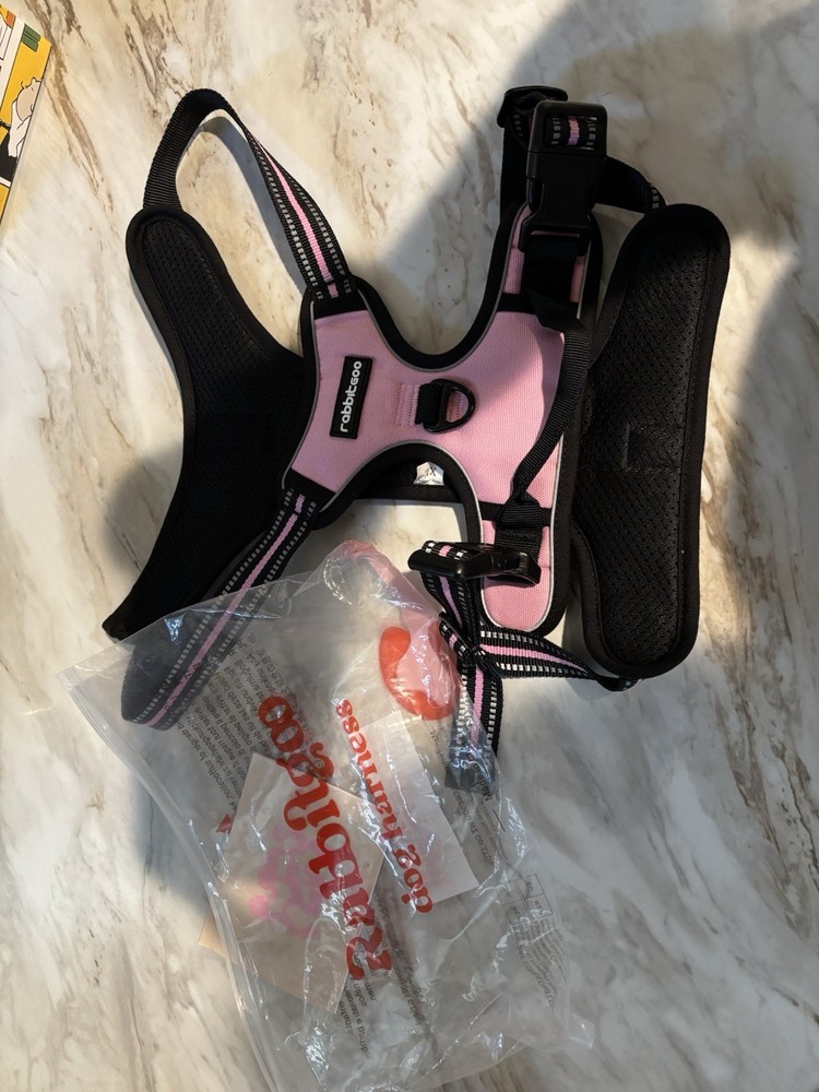rabbitgoo No Pull Adjustable Reflective Padded Oxford Vest Harness Small Pink