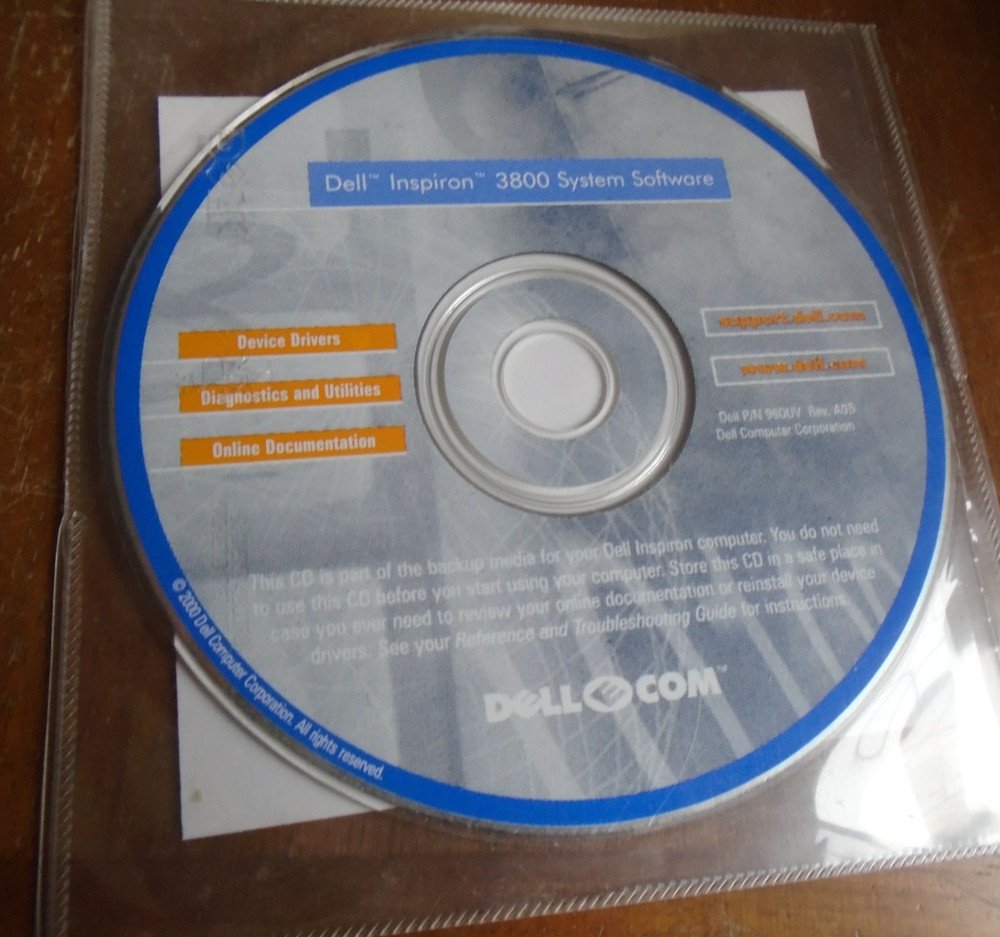 NEW 2000 Dell Inspiron 3800 System Software Drivers Utilities PC CD Disk