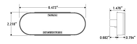 Two 6" Oval Red LED TecNiq Hybrid Reverse Lights RV Camper Trailer
