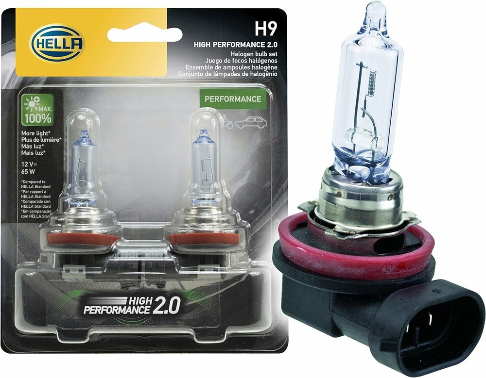 HELLA H9 2.0TB High Performance Bulbs, 12V, 65W, 2 Pack