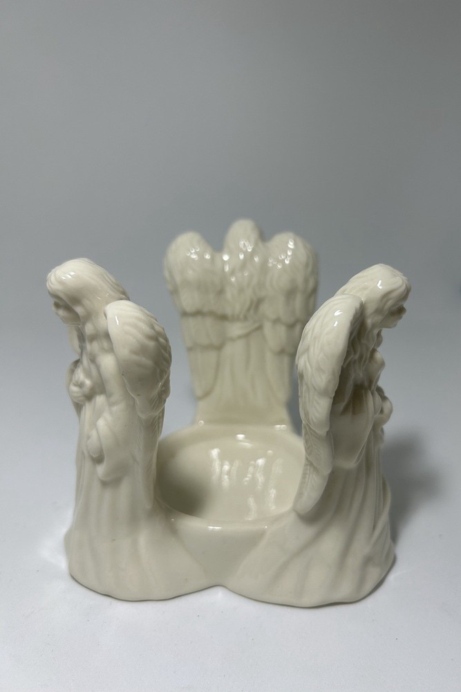 Three Angels Ivory Ceramic Column Candleholder