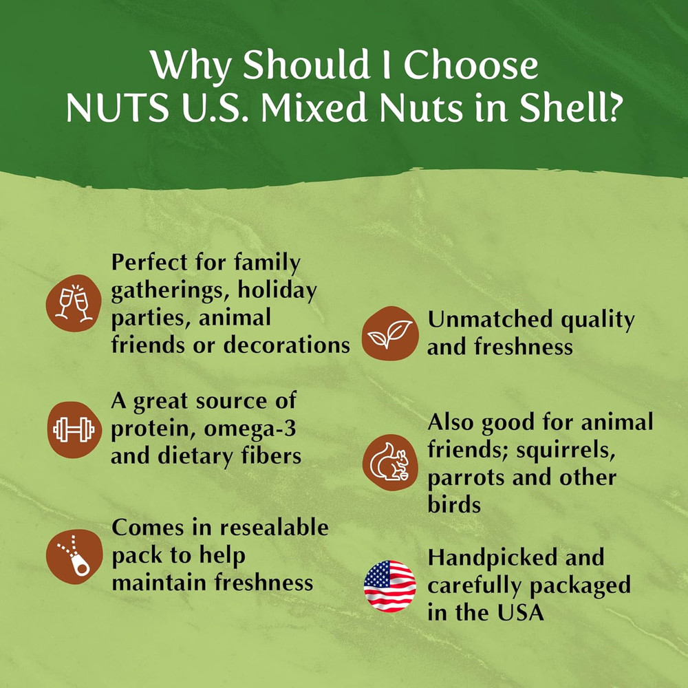 NUTS U.S. – Mixed Nuts in Shell (Almonds, Walnuts, Hazelnuts, Pecans) | No Added