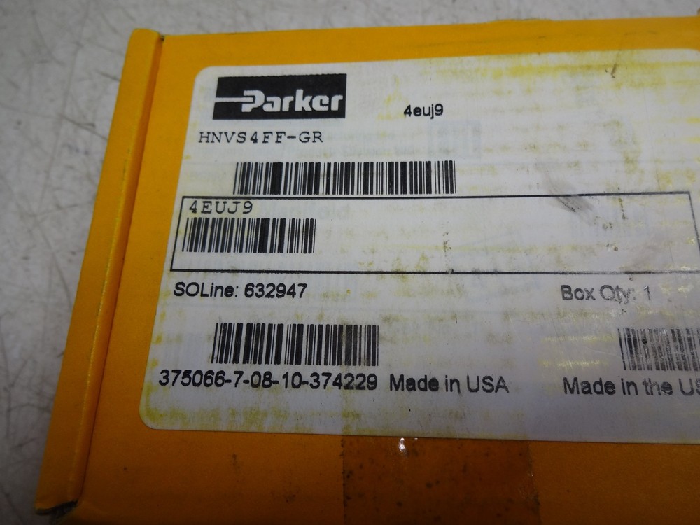New Parker HNVS4FF-GR Needle Valve