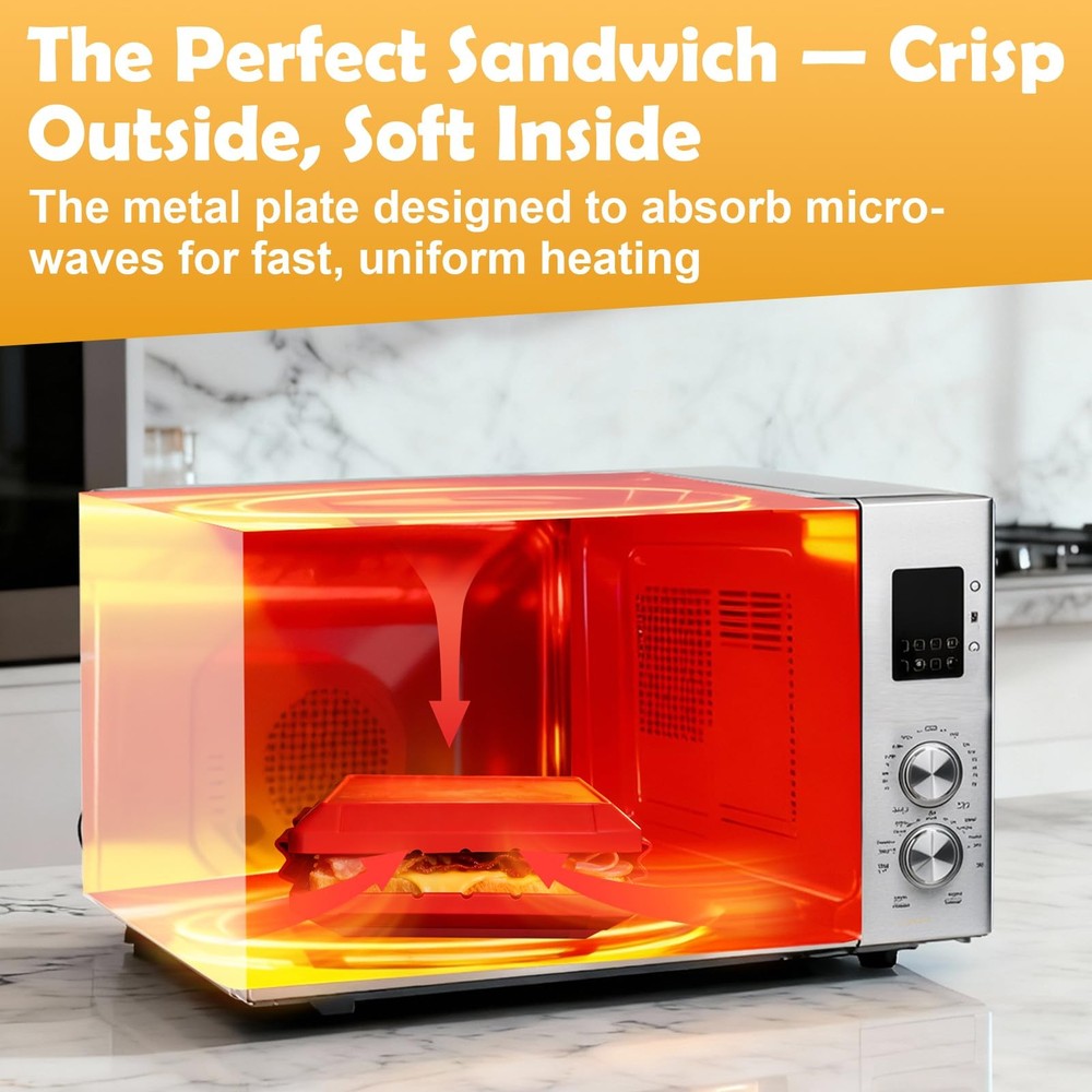 Microwave Sandwich Maker, Microwave Toaster with Adjustable Silicone Strap, R...