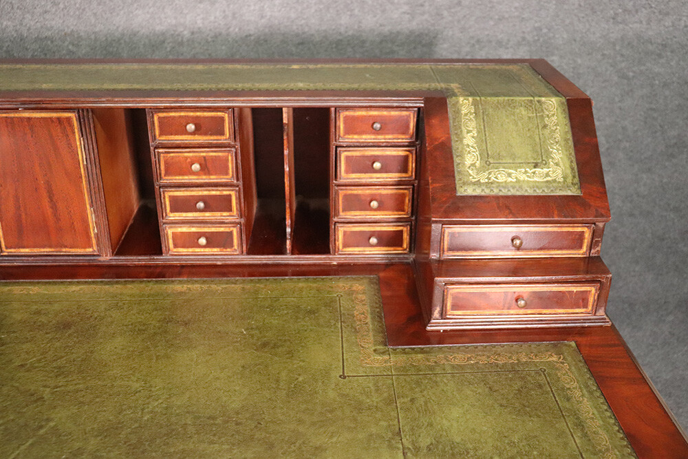 Unique Leather Top English Made Four Piece Executive with Superstructure