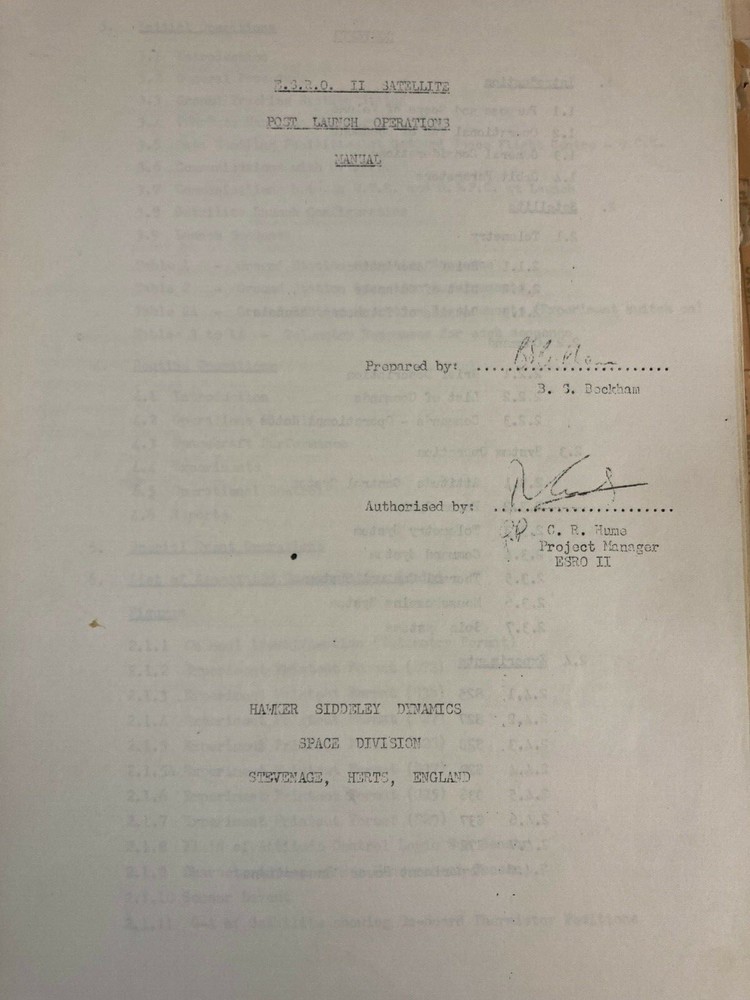 ESRO II SATELLITE POST LAUNCH OPERATIONS MANUAL, HAWKER SIDDELEY SPACE DIVISION