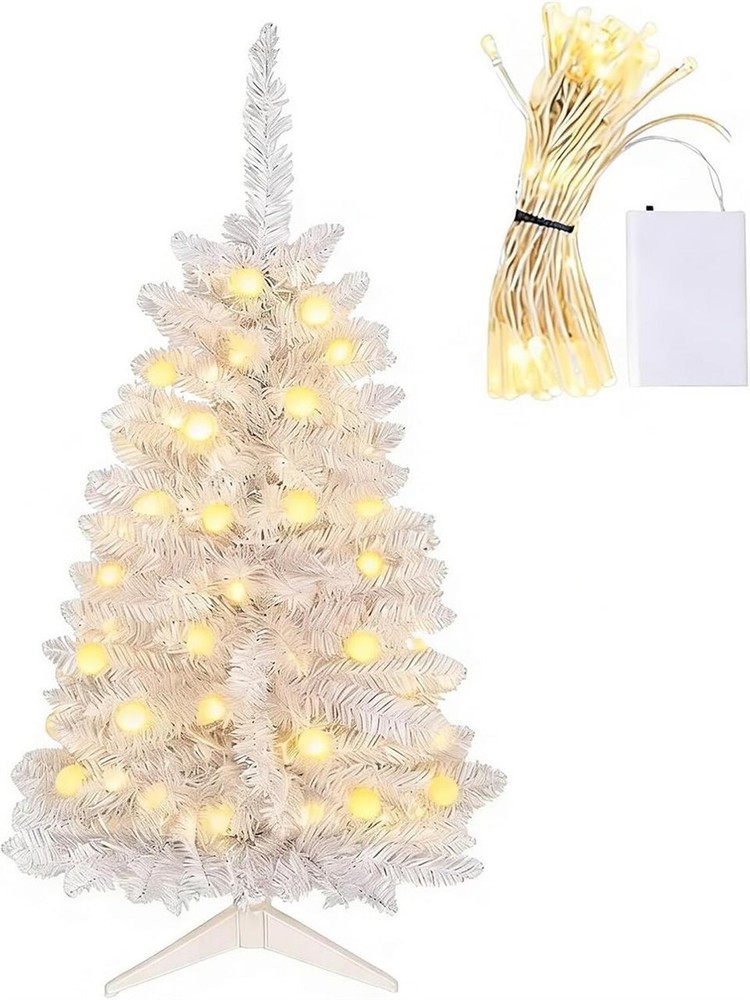 3ft Small Christmas Tree Mini Artificial White W Lights
