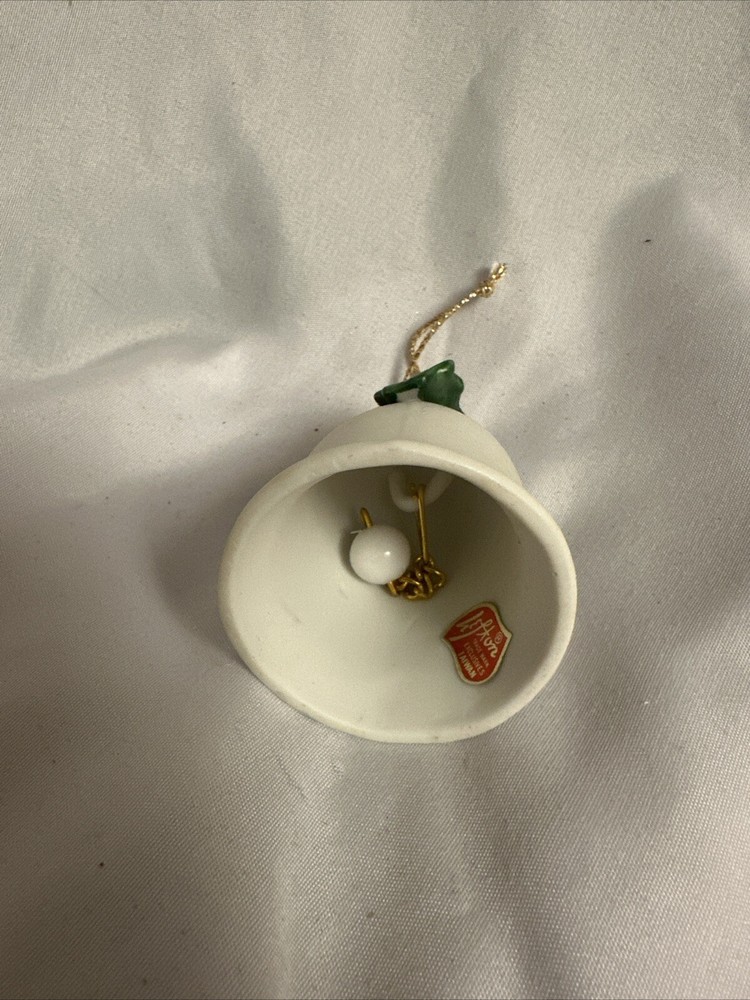 Lefton Christmas Bell White With Holly