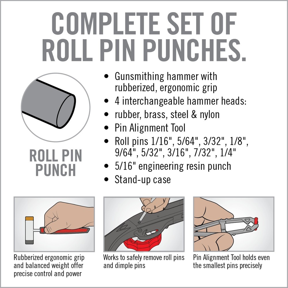 Real Avid Hammer & Roll Pin Punch Set - Gunsmithing Tools Set (AVHPS-RP)