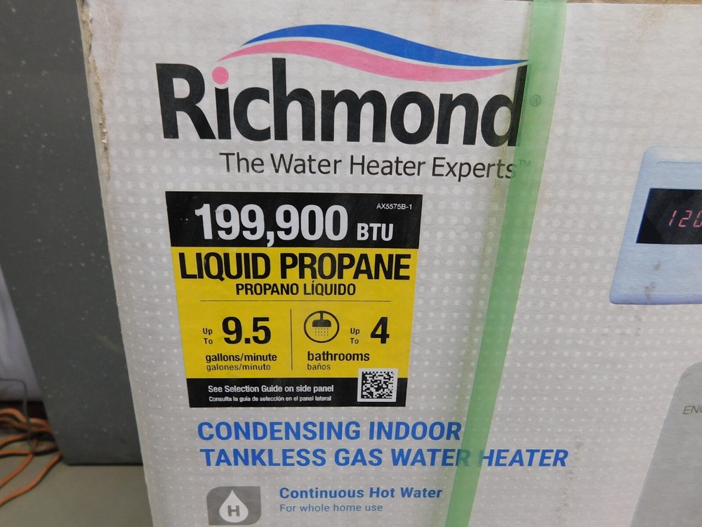 Richmond Encore RMTGH95DVLP-2 Condensing Tankless Water Heater 199k Btu LP Gas