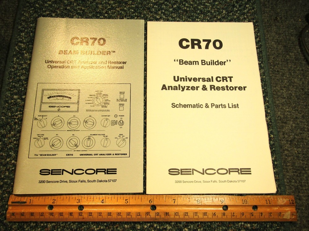 Sencore CR70 Beam Builder Universal CRT Analyzer Restorer Manual w/ Schematics