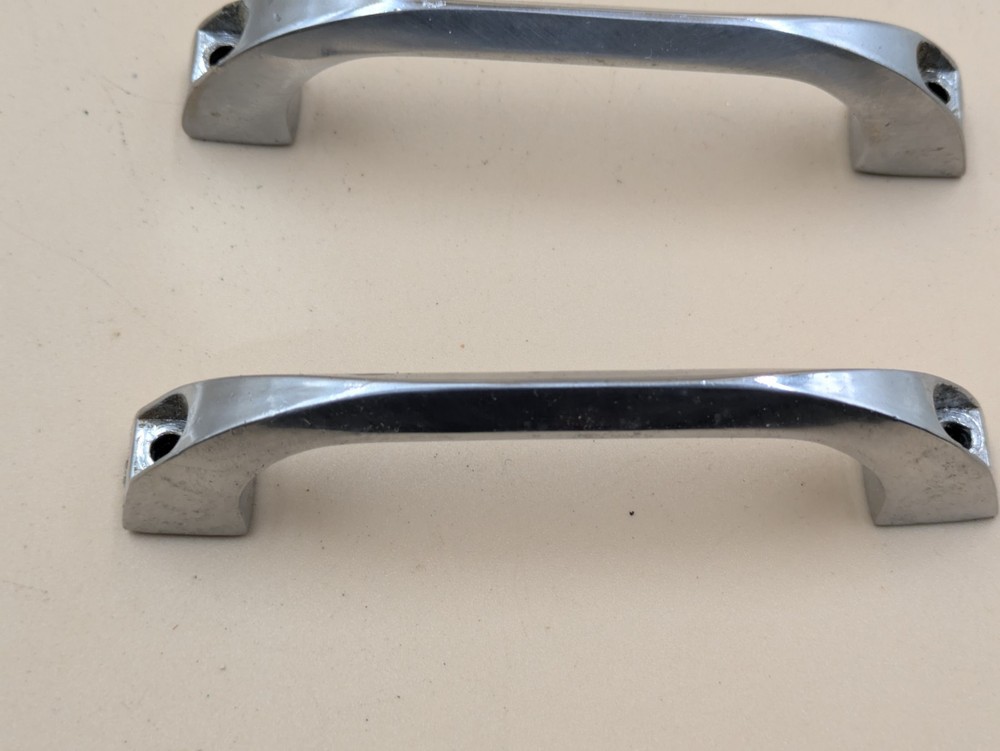 Pair Vintage Surrey Ware Mid Century Kitchen Cabinet Drawer Pull Handle Chrome