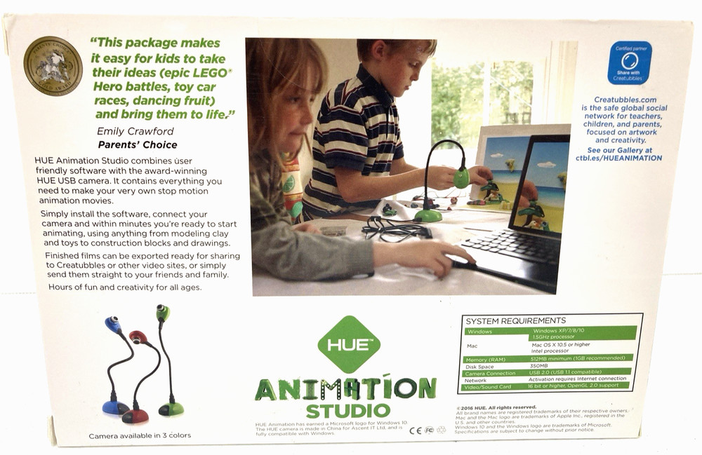 HUE Animation Studio Complete Stop Motion Animation Kit-includes Blue USB Camera