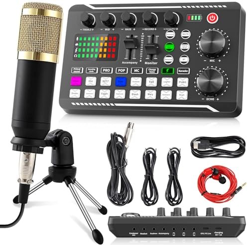 F998 Podcast Equipment Bundle, Audio Interface & BM800 Condenser Microphone