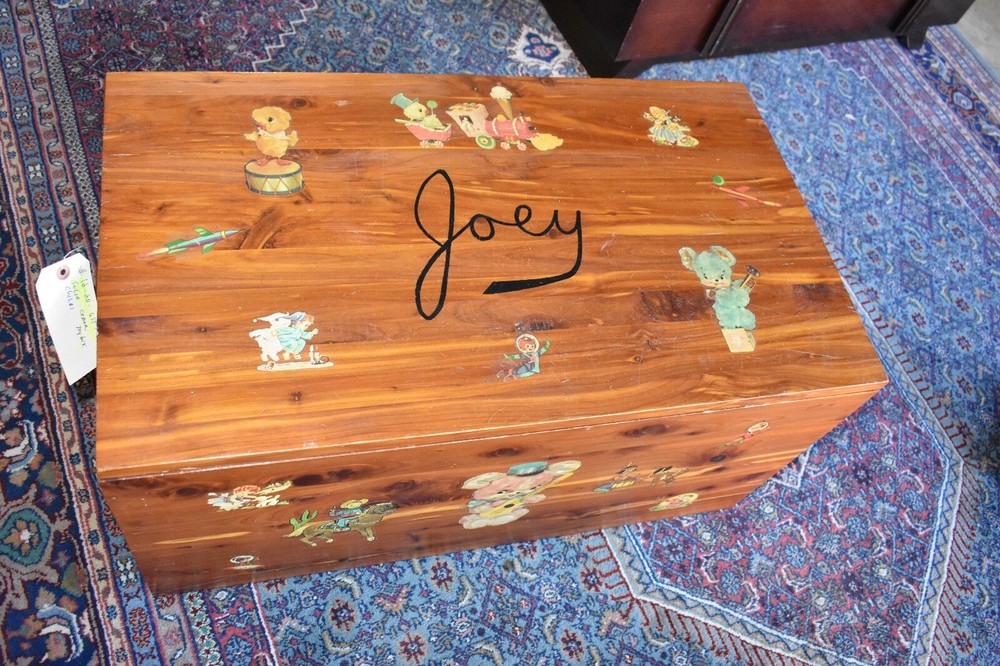 Joey-Antique Solid Cedar Western Chest, Child's Toy Box