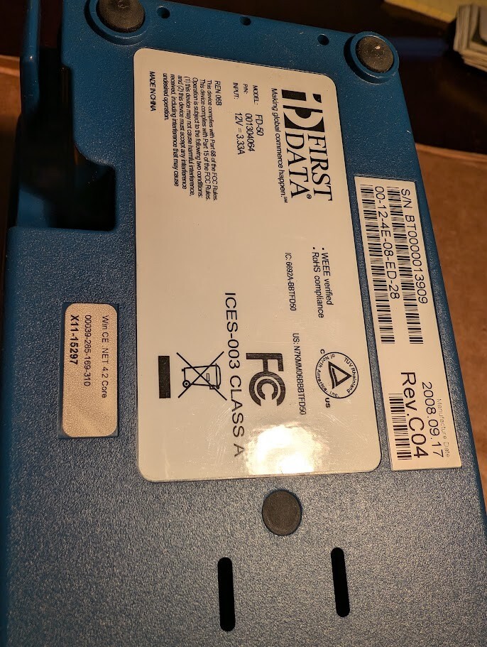 FIRST DATA FD50 CREDIT CARD TERMINAL - AS/IS