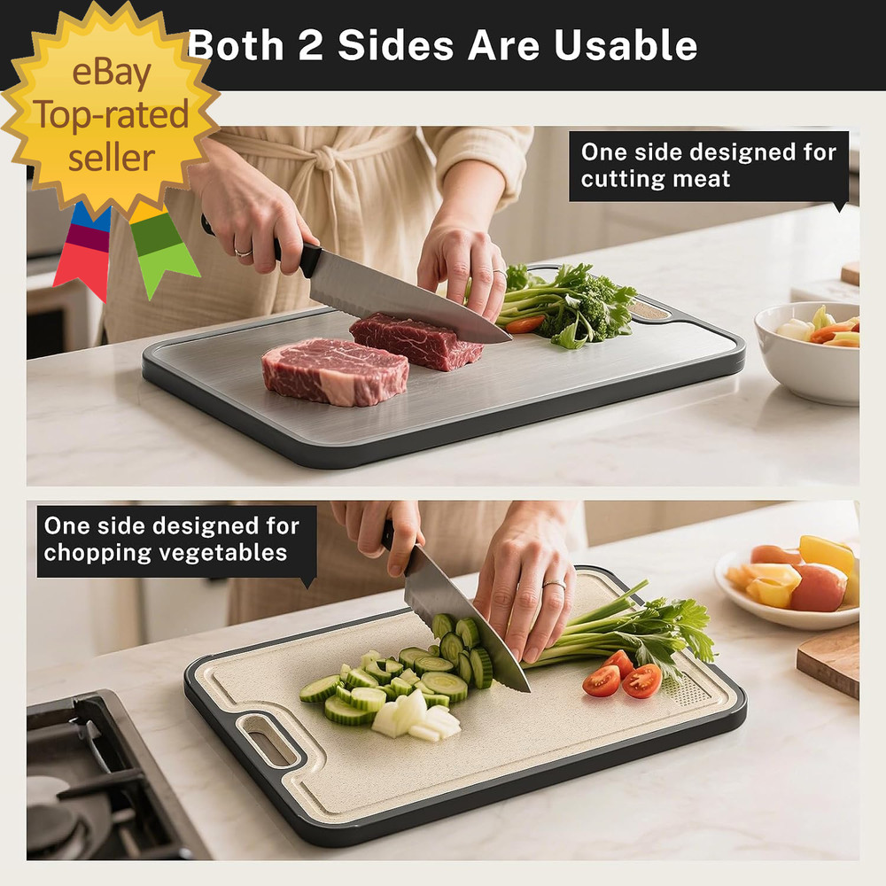 Titanium Cutting Board Double Sided Cutting Boards for Kitchen Pure Titanium