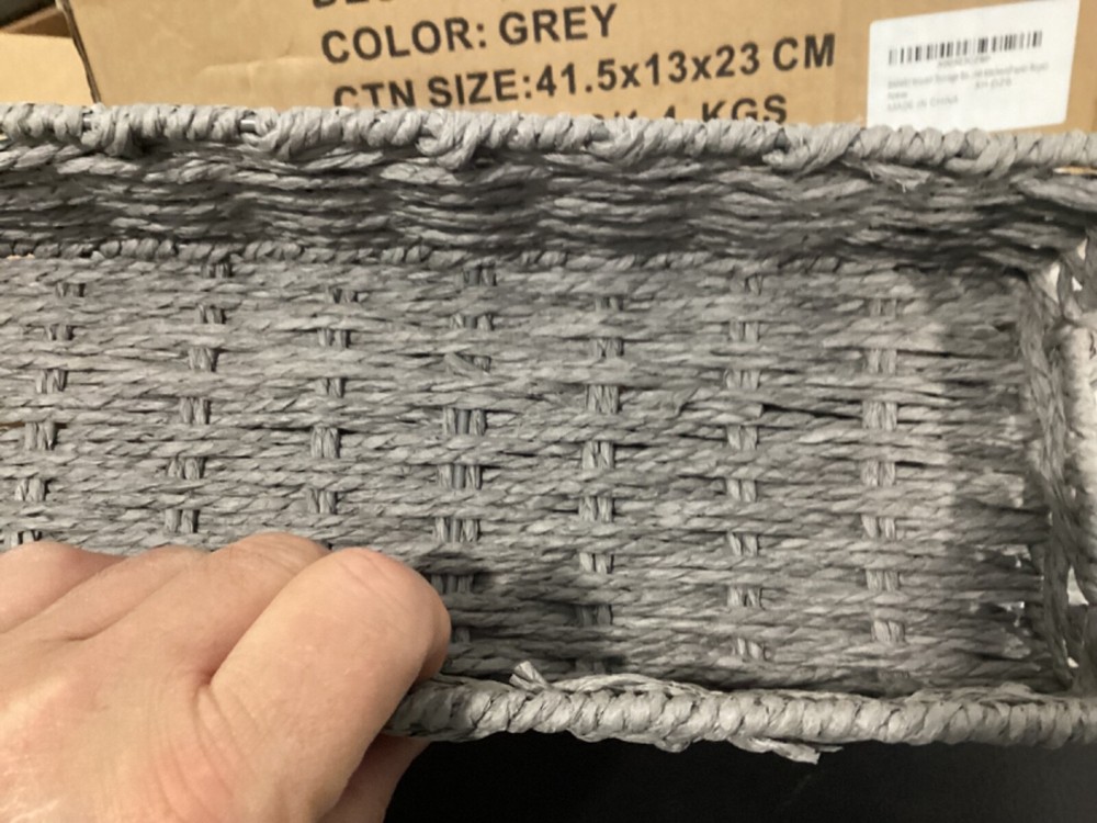 Gray Color Grass Woven Storage Bins 2)