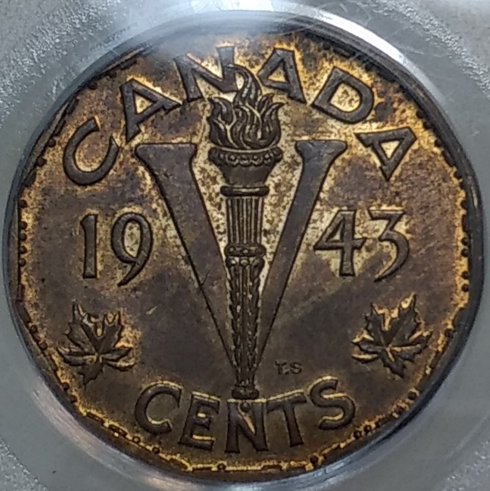 1943 Canada 5 Cents PCGS MS63