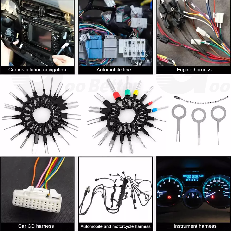 100pcs Pin Ejector Wire Kit Extractor Connector Puller Car Terminal Removal Tool