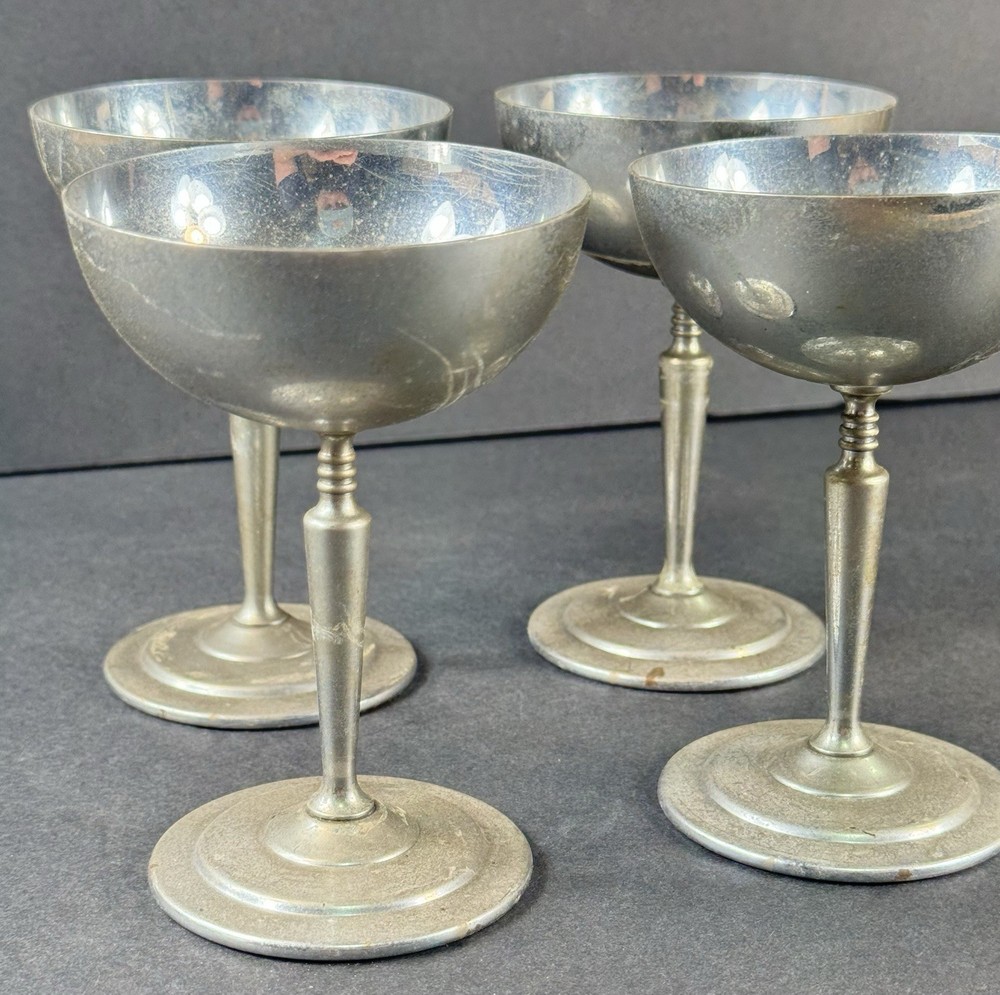 Vtg Metal Wine Cups
