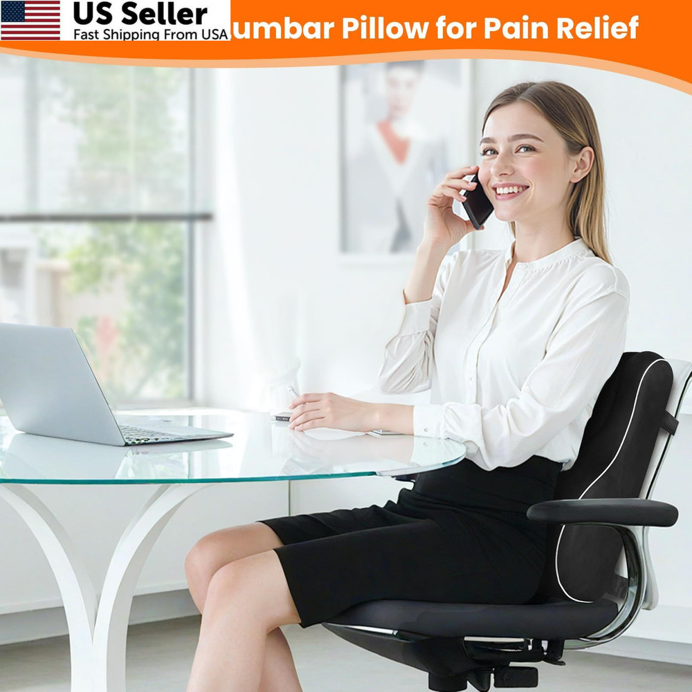 CloudBliss Ergonomic Lumbar Support Pillow – Standard, Pillow-black