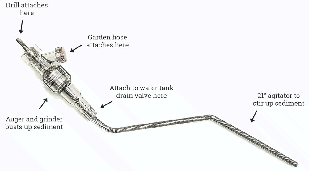 Water Heater Cleaning Tool, Improves Hot Water Supply, Removes Hard Water Sedime