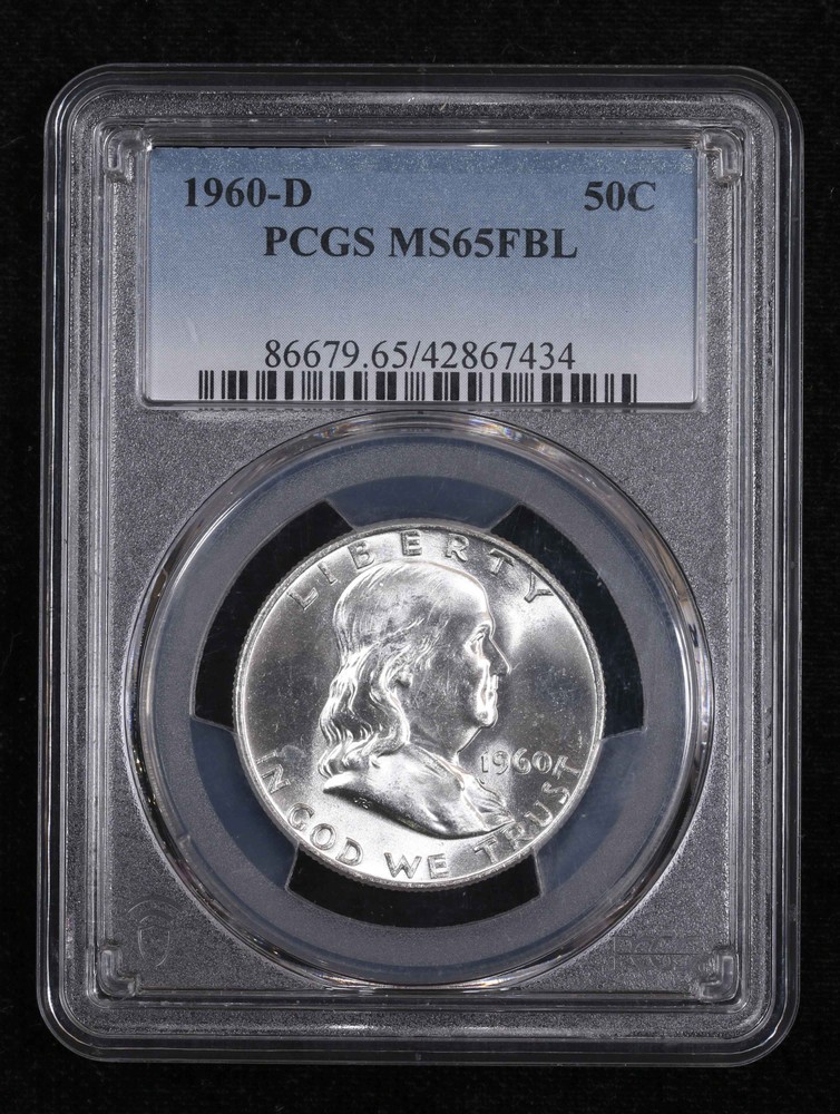 1960 D Half Dollars Franklin PCGS MS-65 FBL