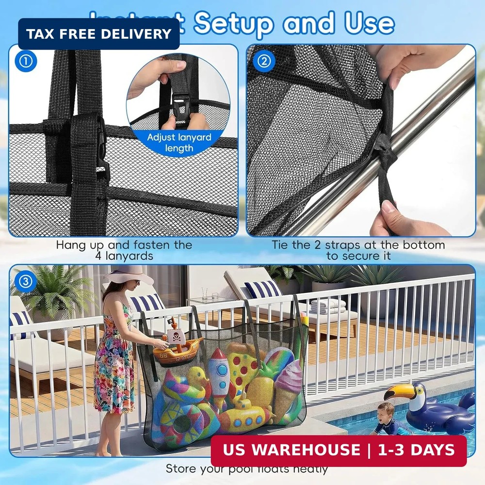 Housolution Pool Float Storage Net, 66.9'' x 15.7'' x 47.2'' Large Pool Storage