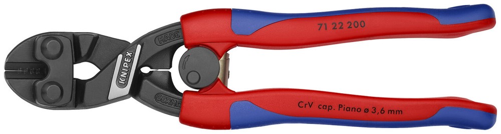 Knipex 71 22 200, CoBolt® High Leverage 20° Angled Compact Bolt Cutters, 8"