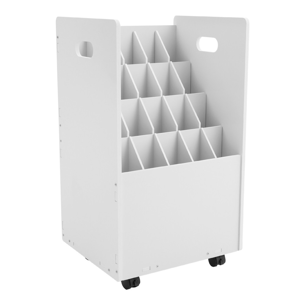 Blueprint Holder 20 Slots Document Storage Cart Rolling File Organizer White