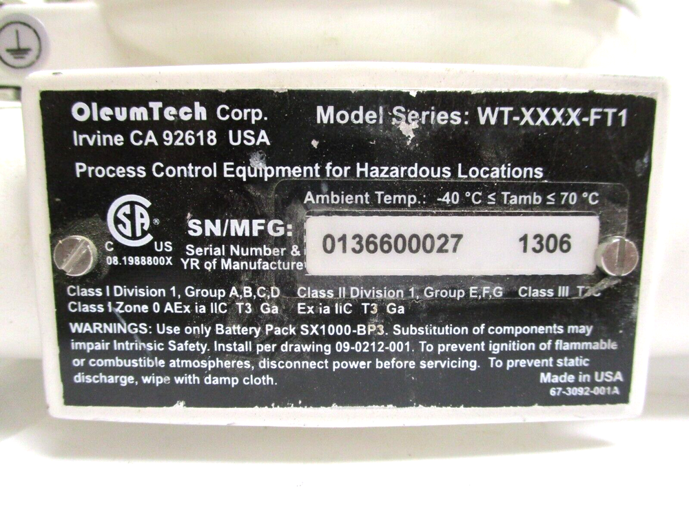 OLEUM TECH, WT-0900-FT1, WIRELESS FLOW TRANSMITTER, BATTERY OPERATED