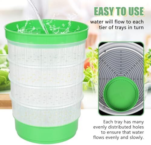 4-Tier Stackable Seed Sprouting Kit with Drain Tray Soil-Free Microgreens
